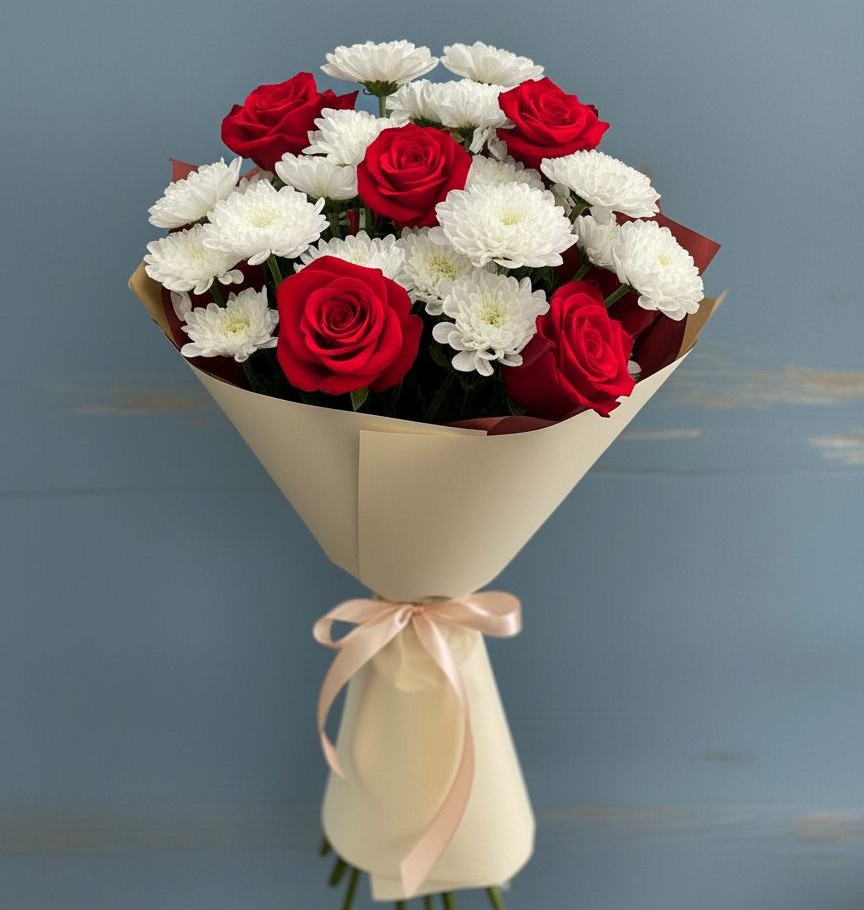 Букет цветов из: Розы и Хризантемы в Заклинье