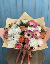 Букет цветов из:  Розы, Герберы и Хризантемы в Заклинье