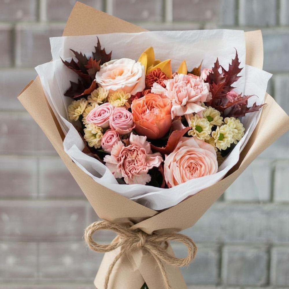 Букет цветов из: Гвоздики, Хризантемы и Розы в Заклинье