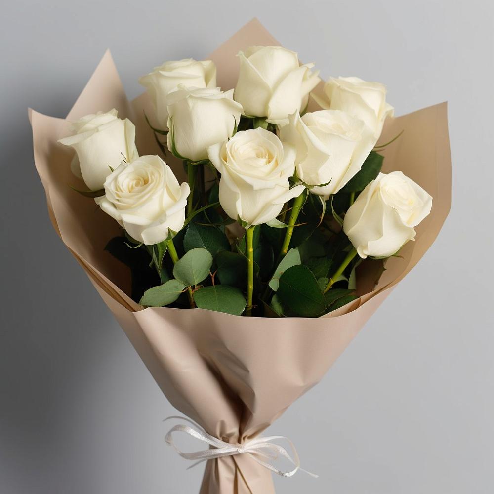 Букет 9 Белых роз Эдлесс Лав в Заклинье