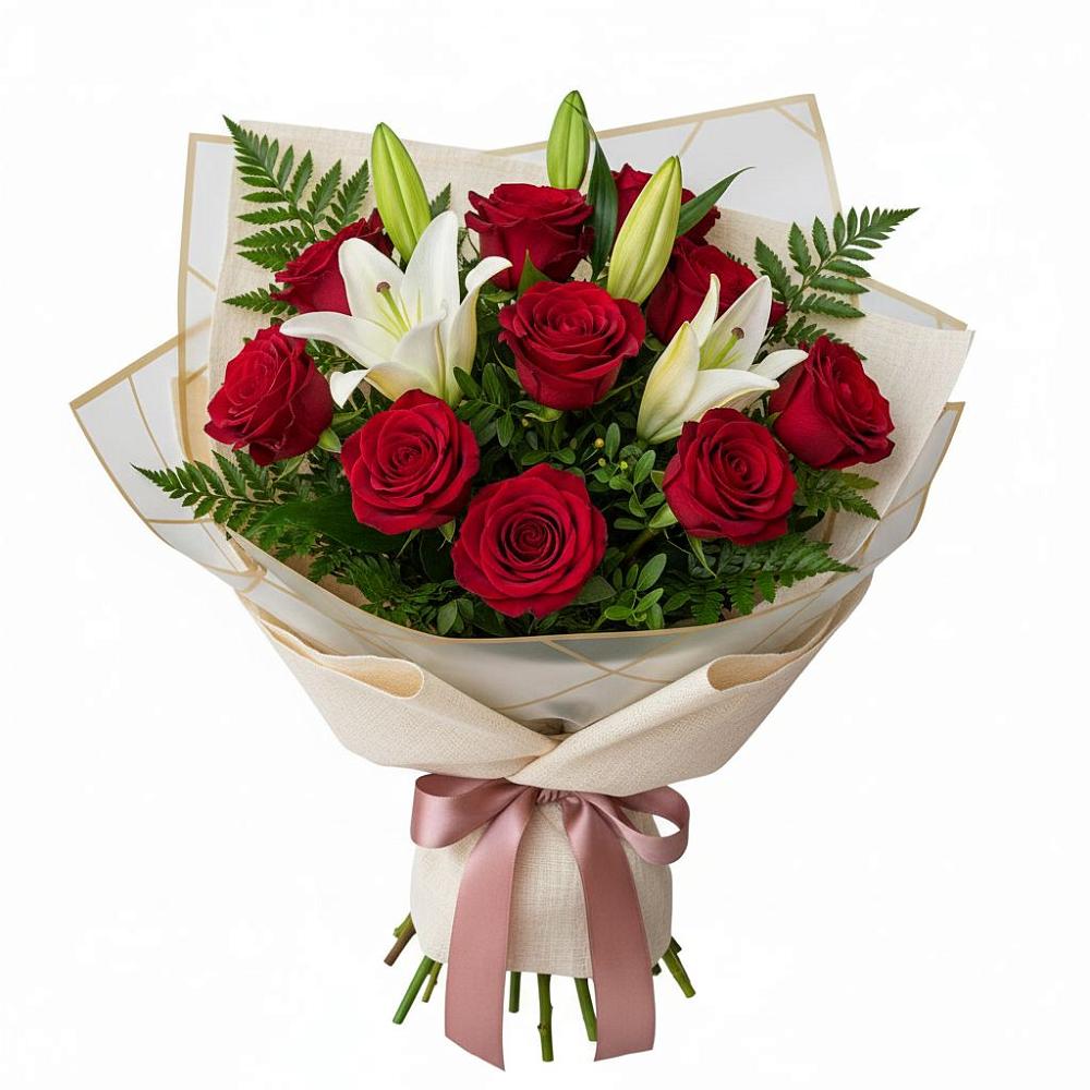 Букет цветов из: Лилии и Розы в Заклинье