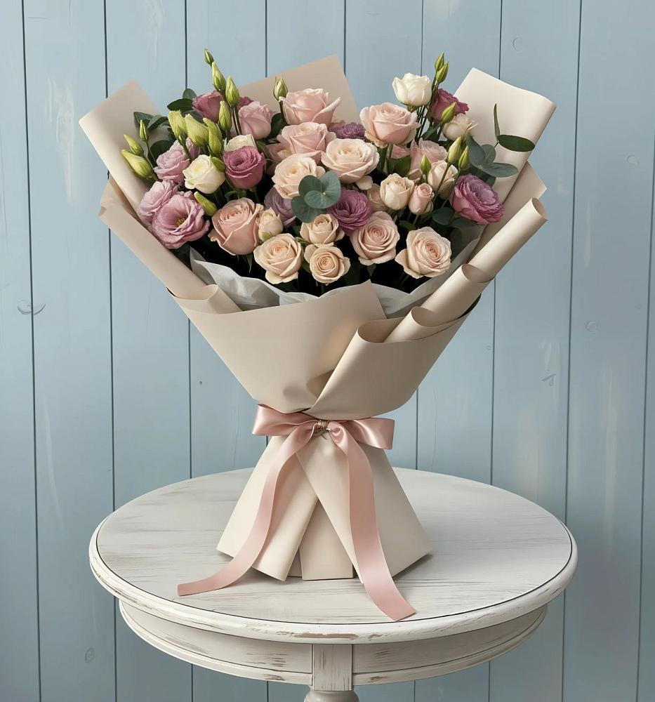 Букет цветов из: Розы и Лизиантусы в Заклинье