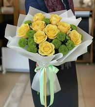 Букет цветов из:  Хризантемы и Розы в Заклинье