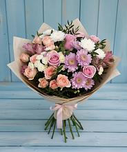 Букет цветов из:  Хризантемы, Розы и Альстромерии в Заклинье