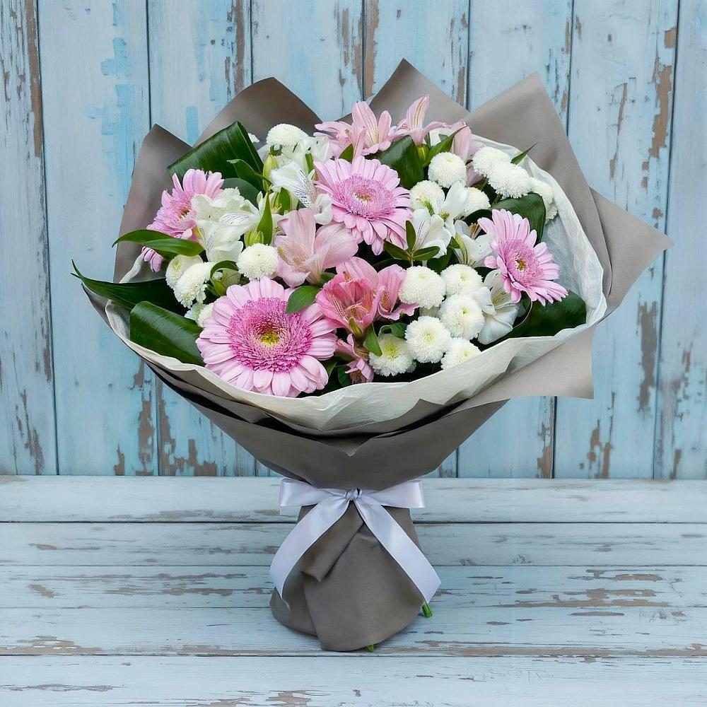 Букет цветов из: Герберы, Альстромерии и Хризантемы в Заклинье