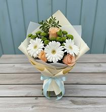 Букет цветов из:  Герберы, Розы и Хризантемы в Заклинье