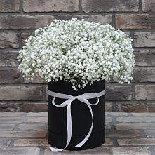 Цветочная композиция из Гипсофила в шляпной коробке в Заклинье